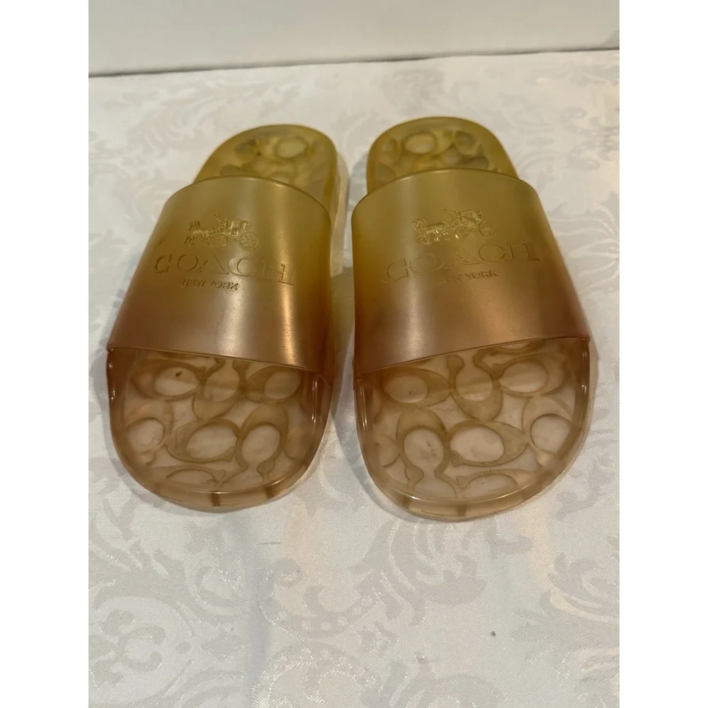 COACH Men's Ulyssa Water Resistant Jelly Pool Slides Clear Size 8D‎ Slide Ons